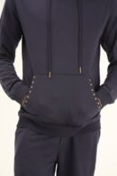 Unisex Pull Over Hoodie with Adjustable Hood and Stud Details