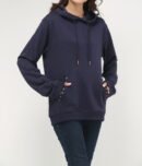 Unisex Pull Over Hoodie with Adjustable Hood and Stud Details