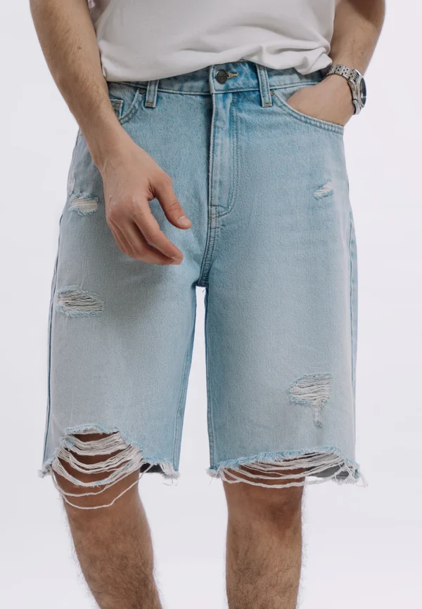 Stylish Ripped Denim Shorts - Slim-Fit Shorts For Men