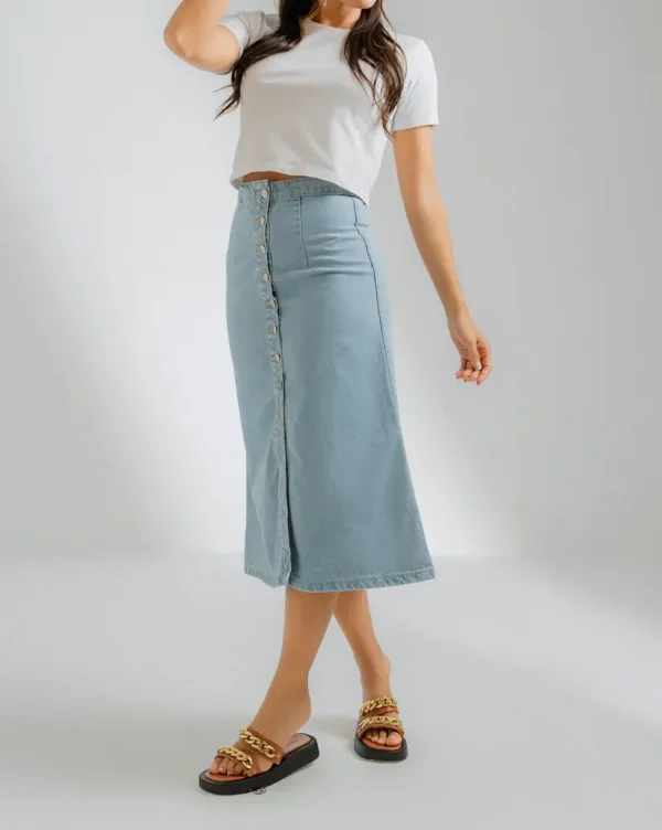 Chic Denim Button-Front Midi Skirt | TFC-WS-002 - Image 2