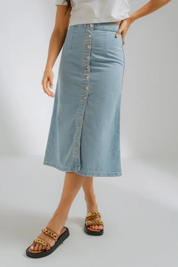 Chic Denim Button-Front Midi Skirt | TFC-WS-002 - Image 4