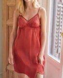 Orange Lace Satin Nightgown | TFC-WNG-001