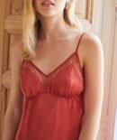 Orange Lace Satin Nightgown | TFC-WNG-001