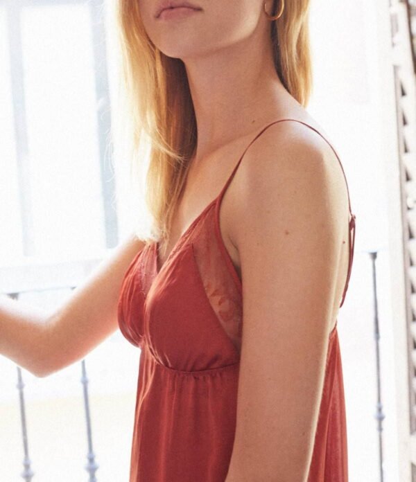 Orange Lace Satin Nightgown | TFC-WNG-001 - Image 4
